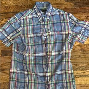 Polo by Ralph Lauren Blue and Red Casual Button Down Shirt
